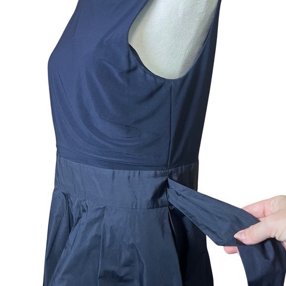 Ralph Lauren LRL High-Low Fit & Flare A-line Dress Navy Blue Pockets Wrap Sz 12 - Picture 12 of 16